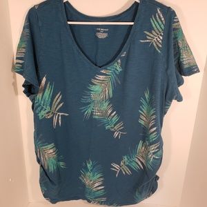 Lane Bryant Palm Printed Side Ruched Tee 22/24